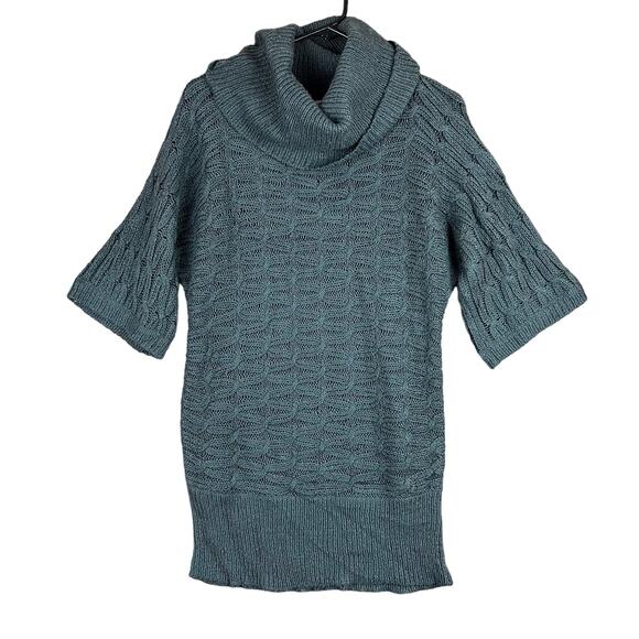 Old Navy Womens Sweater Dark Gray Cowl Neck Short Sleeve Dress Wool Blend M - Picture 1 of 12